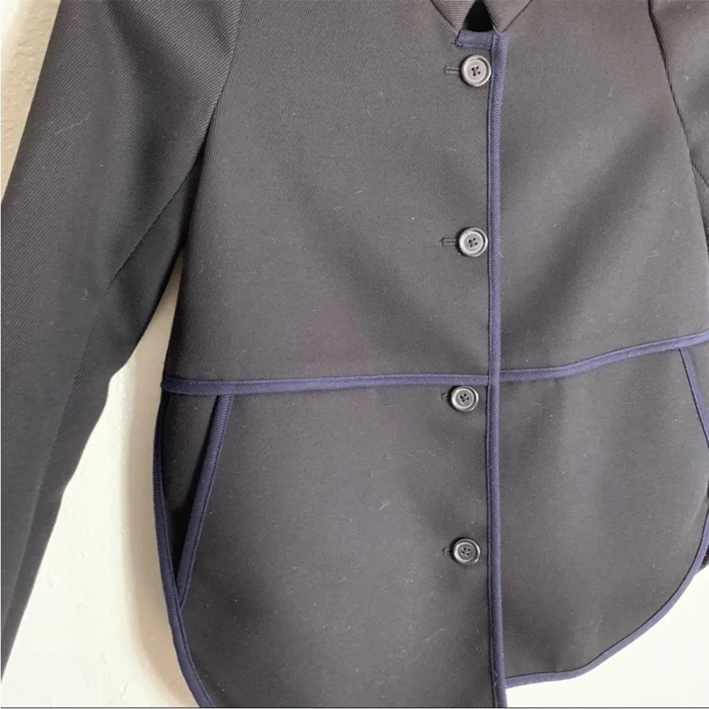 J. Crew Tipped Twill Jacket black navy trim size 6